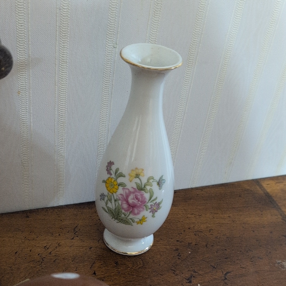 Floral White Ceramic Vase